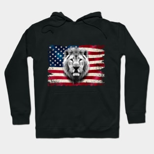 American flag and lion 4th of July USA Patriotic Hoodie